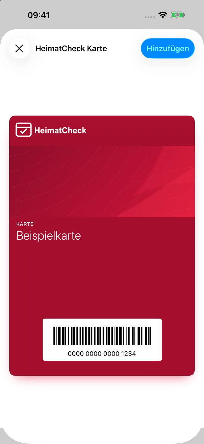 Apple-Wallet-Pass einer Heimatkaufen-Karte mit Barcode